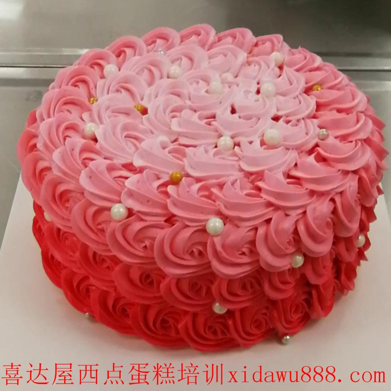 喜达屋常熟蛋糕培训款式1 2D玫瑰裱花生日蛋糕培训